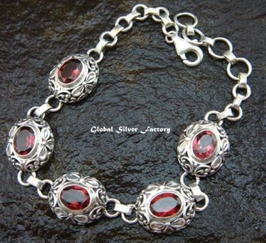 Silver & Garnet Women's Bracelet SBB-351-PS