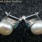 Sterling Silver & Blue Topaz Pearl Earrings ER-718-KA