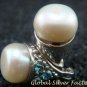Sterling Silver & Blue Topaz Pearl Earrings ER-718-KA