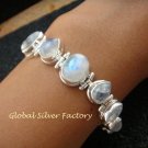 Silver and 9 Rainbow Moonstones Bracelet SBB-416-KT