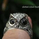 Handcrafted Silver Owl Ring RI-640-PS