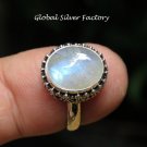 Rainbow Moonstone Filigree Silver Ring RI-650-KT