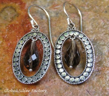 Sterling Silver & Smokey Quartz Earrings ER-834-NY