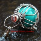 925 Silver Harmony Ball/Pregnancy Ball Pendant w/Gem HB-347-KA