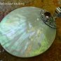 Silver Round Shell and Garnet Pendant SP-782-KA