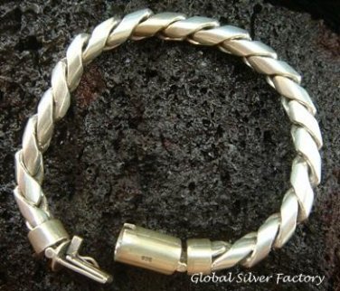 925 Silver Twist Rope Men's Bracelet 8mm MJ-102-PS