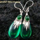Silver Green Quartz (syn) & Green Agate Earrings SJ-191-KA