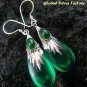 Silver Green Quartz (syn) & Green Agate Earrings SJ-191-KA