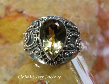 Balinese Filigree Citrine Gemstone Ring RI-651-KT