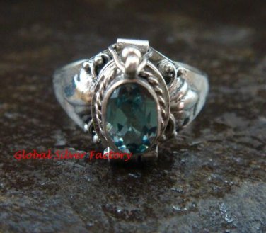 925 Silver Blue Topaz Locket Ring LR-650-KT