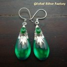Silver & Synthetic Green Quartz Earrings SJ-185-KT
