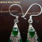 Silver & Synthetic Green Quartz Earrings SJ-185-KT