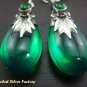 Silver & Synthetic Green Quartz Earrings SJ-185-KT