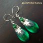 Silver & Synthetic Green Quartz Earrings SJ-185-KT
