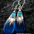 Silver Shappire & Agate Teardrop Earrings SJ-188-KA