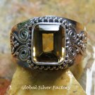 Rectangle Citrine Handcrafted Ring RI-652