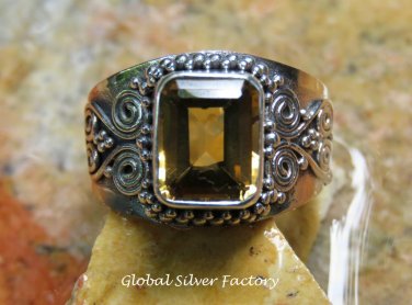 Rectangle Citrine Handcrafted Ring RI-652