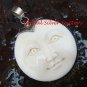 Hand Made Sterling Silver Moon Face Carved Bone Pendant GDP-1150-KA