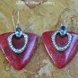 Sterling Silver Heart Red Coral & Blue Topaz Earrings ER-824-KT