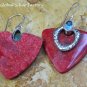Sterling Silver Heart Red Coral & Blue Topaz Earrings ER-824-KT