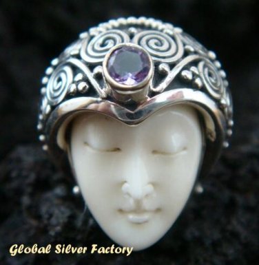 925 Silver & Cut Amethyst Goddess Ring GDR-266-PS