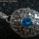 Sterling Silver Blue Topaz Keepsake Locket Pendant LP-228-KA