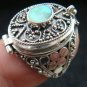 Large 925 Silver Bali Poison Locket Ring w/ Gem LR-678-NY