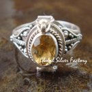 Sterling Silver Citrine Bali Poison Locket Ring LR-660-KT