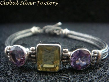 Sterling Silver Multi Gems Dragon Bone Designer Bracelet SBB-409-PS