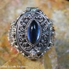 Sterling Silver & Blue Sapphire Cabochon Poison Ring LR-746-KA