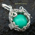 Aqua Flower Leaf Harmony Ball Pendant HB-326-KT