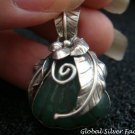 Sterling Silver Amazonite Leaf & Flower Design Pendant SP-711-NY