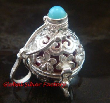 Sterling Silver Frangipani Harmony Ball Moonstone Pendant HB-349-KT