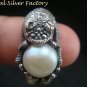 Sterling Silver Freshwater Pearl Lizard Ring RI-446-PS