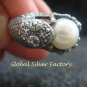 Sterling Silver Freshwater Pearl Lizard Ring RI-446-PS