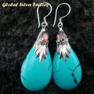 Silver Turquoise (syn) & Garnet Earrings SJ-198-KA