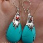 Silver Turquoise (syn) & Garnet Earrings SJ-198-KA