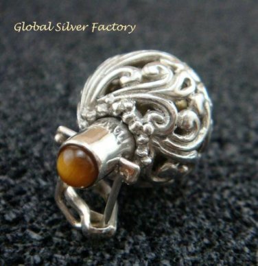 16mm Sterling Silver Pregnancy Ball/ Harmony Ball Pendant w/ Stone HB-369-KT