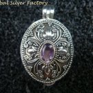 Sterling Silver Bali Keepsake Locket Pendant w Amethyst LP-216-PS