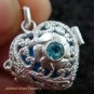 925 Silver Blue Topaz Heart Harmony Ball Pendant HB-309-KT
