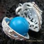925 Silver Blue Topaz Heart Harmony Ball Pendant HB-309-KT