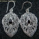 Sterling Silver Bali Filigree Earrings W Garnet ER-713-PS