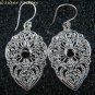 Sterling Silver Bali Filigree Earrings W Garnet ER-713-PS