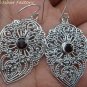 Sterling Silver Bali Filigree Earrings W Garnet ER-713-PS