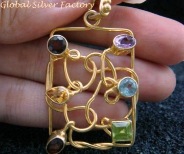 Gold Plated Multi Gemstone Pendant GPP-109-NY