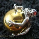 925 Silver Garnet Frog 20mm Chime Ball Pendant CH-316-KT