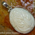 Silver and Carved Bone Tribal Flower Pendant BP-177-KT