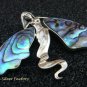 Large 925 Silver Fairy Angel Paua Shell Pendant Brooch BC-175-PS