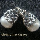 Sterling Silver Flower & Crown Pearl Earrings ER-723-KA