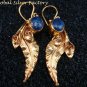 Gold Plated Lapis Leaf Earrings GPE-123-NY